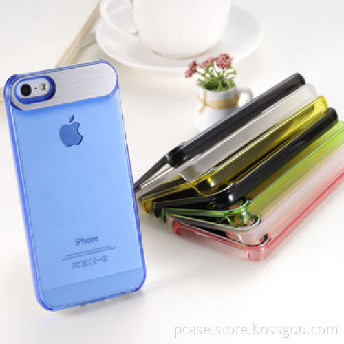 Nice PC phone case with aluminum on top for decoration, suitable for iPhone